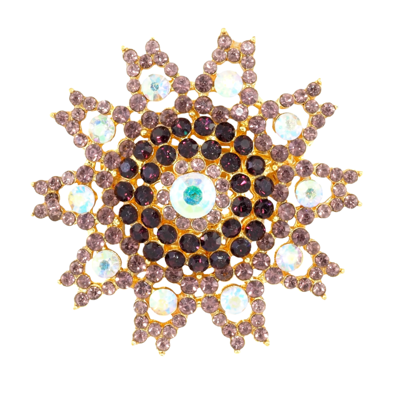 Брошь Снежинка с бордовыми стразами фото №1 Брошь Снежинка с бордовыми стразами фото №1