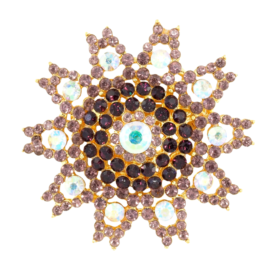 Брошка Сніжинка з бордовими стразами фото №1 Брошка Сніжинка з бордовими стразами фото №1