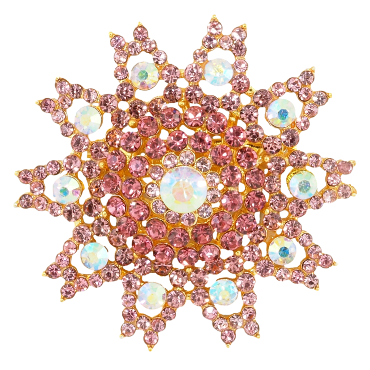 Брошка Сніжинка з рожевими стразами фото №8 Брошка Сніжинка з рожевими стразами фото №8