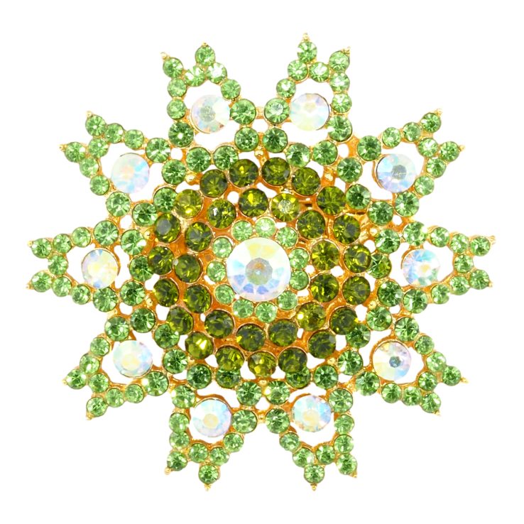 Брошка Сніжинка з зелеными стразами фото №11 Брошка Сніжинка з зелеными стразами фото №11