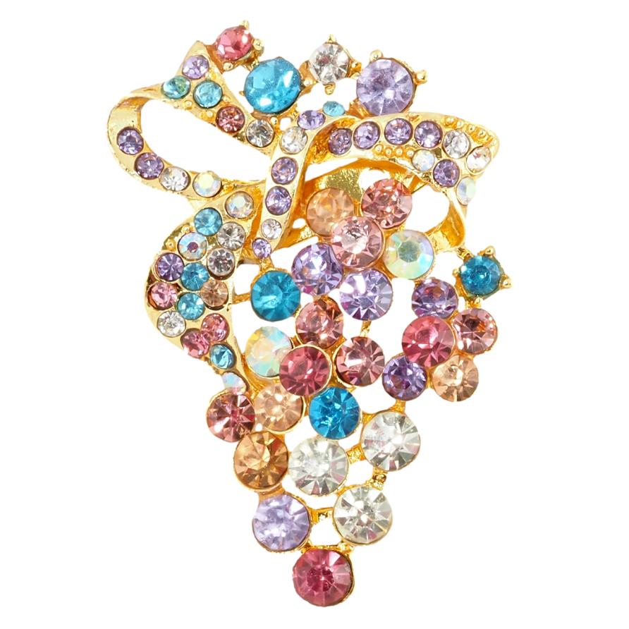 Брошь Цветочная гроздь с разноцветными стразами фото №1 Брошь Цветочная гроздь с разноцветными стразами фото №1