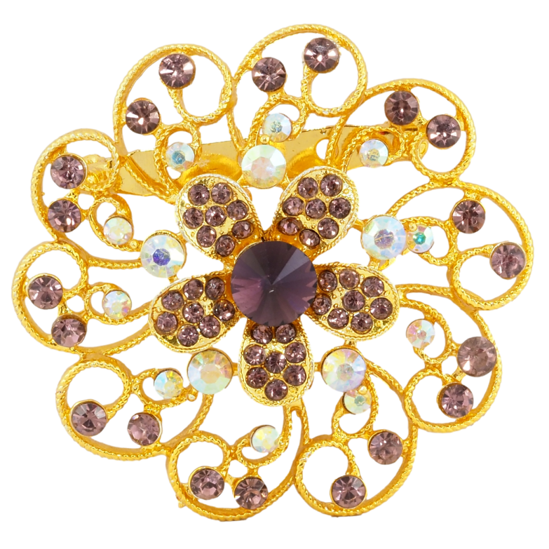 Брошка Квітка з бордовими стразами фото №1