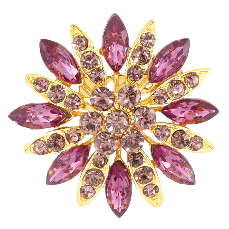 Брошь Цветок с бордовыми стразами фото №1 Брошь Цветок с бордовыми стразами фото №1