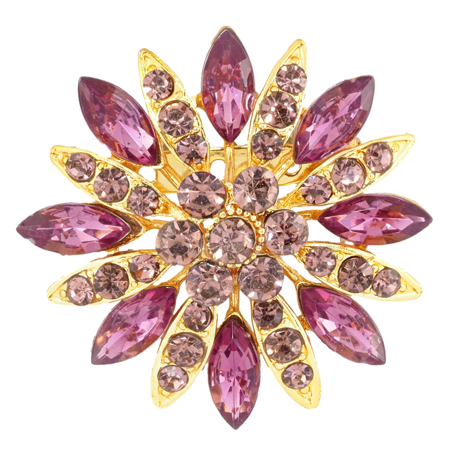 Брошка Квітка з бордовими стразами фото №1 Брошка Квітка з бордовими стразами фото №1