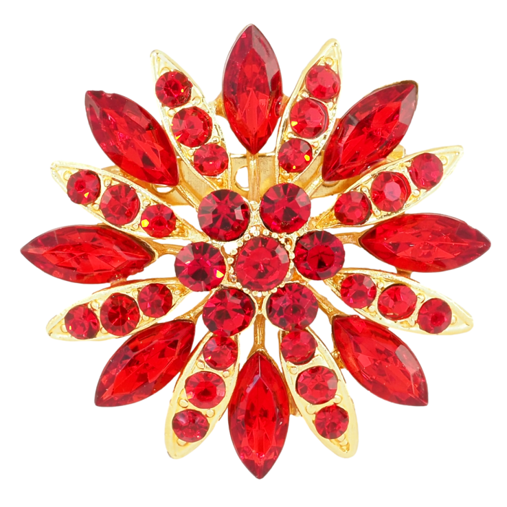 Брошка Квітка з червоними стразами фото №7 Брошка Квітка з червоними стразами фото №7