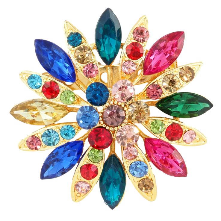 Брошка Квітка з різнокольоровими стразами фото №10 Брошка Квітка з різнокольоровими стразами фото №10
