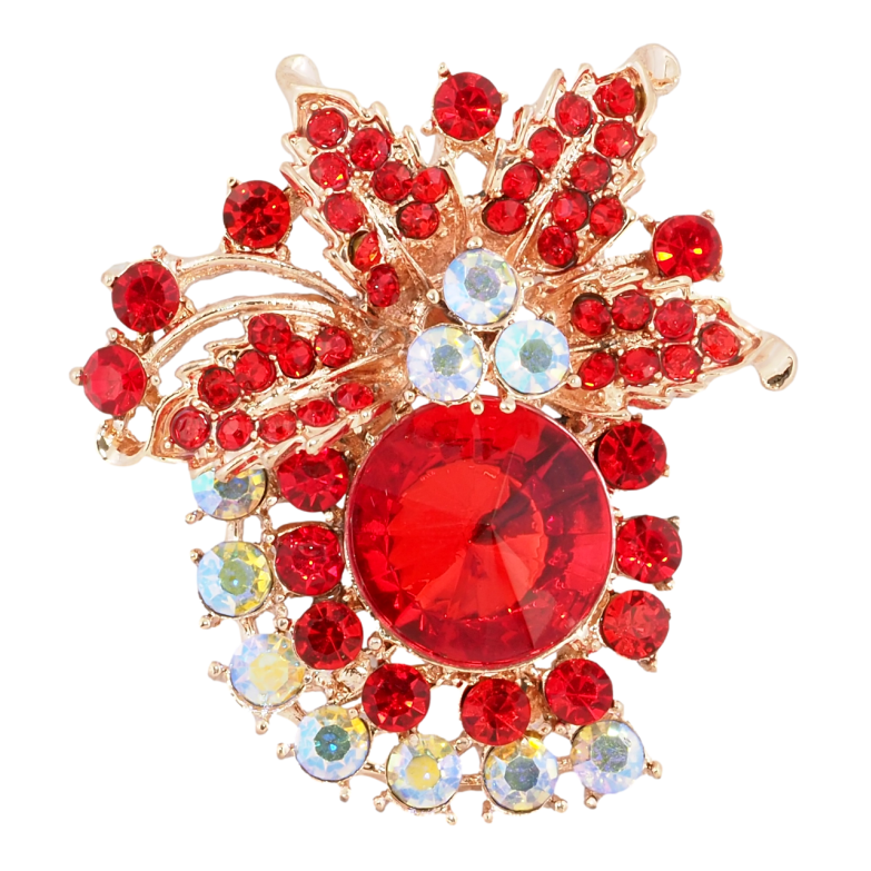 Брошка Композиція з червоними стразами фото №1 Брошка Композиція з червоними стразами фото №1
