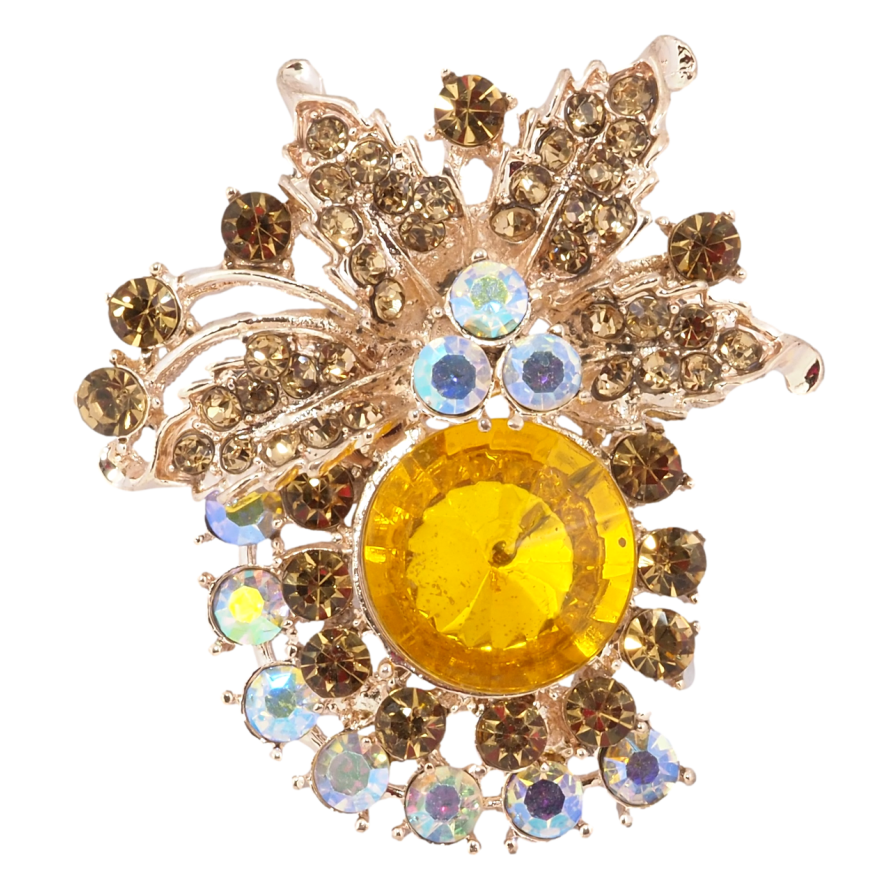 Брошка Композиція з золотистими стразами фото №1 Брошка Композиція з золотистими стразами фото №1