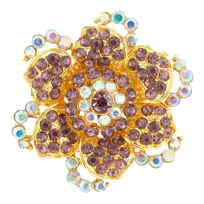 Брошка Квітка з бордовими стразами фото №1 Брошка Квітка з бордовими стразами фото №1