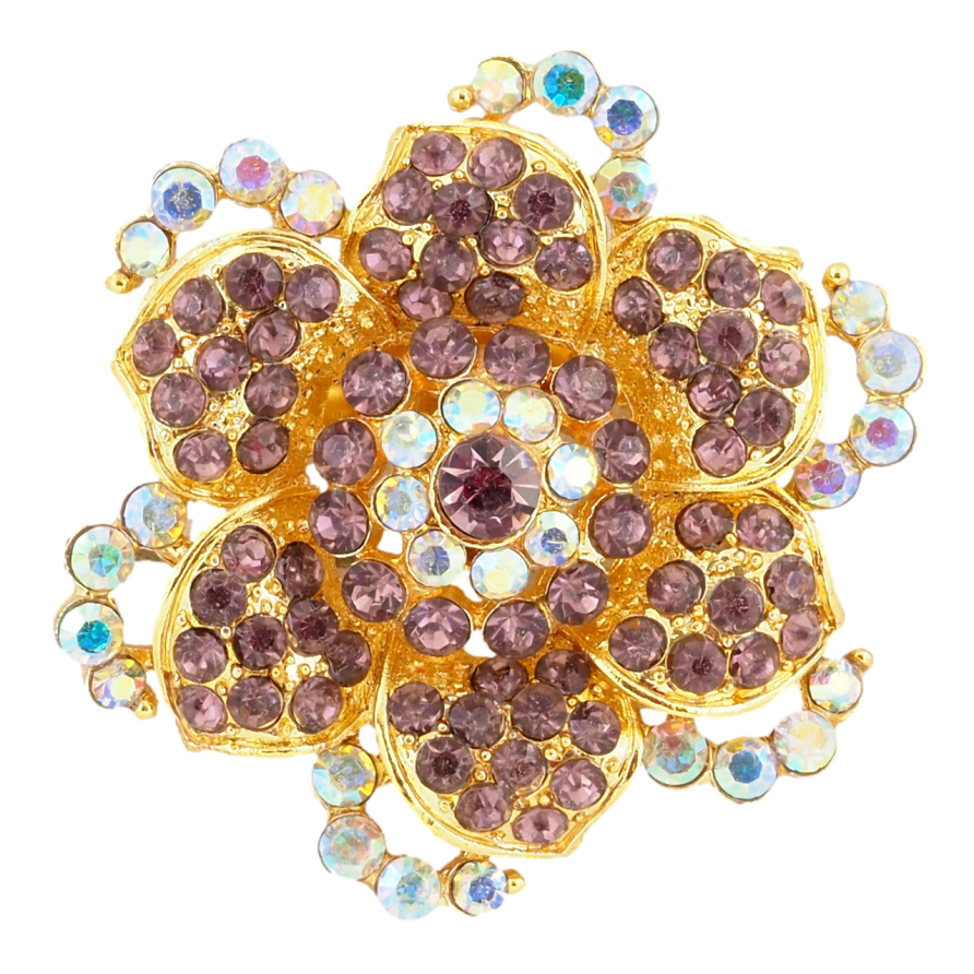 Брошка Квітка з бордовими стразами фото №1 Брошка Квітка з бордовими стразами фото №1