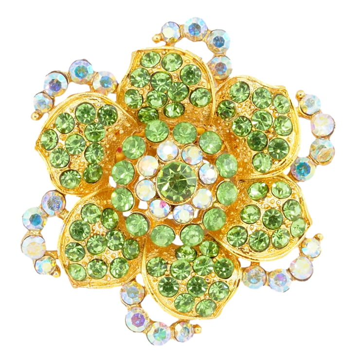 Брошка Квітка з зеленими стразами фото №19 Брошка Квітка з зеленими стразами фото №19