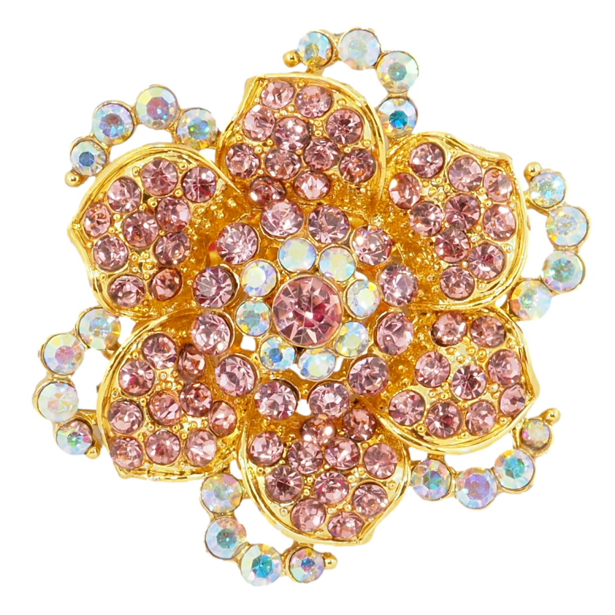 Брошь Цветок с розовыми стразами фото №1 Брошь Цветок с розовыми стразами фото №1