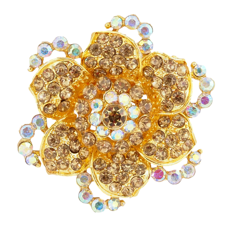 Брошка Квітка з золтистими стразами фото №9 Брошка Квітка з золтистими стразами фото №9