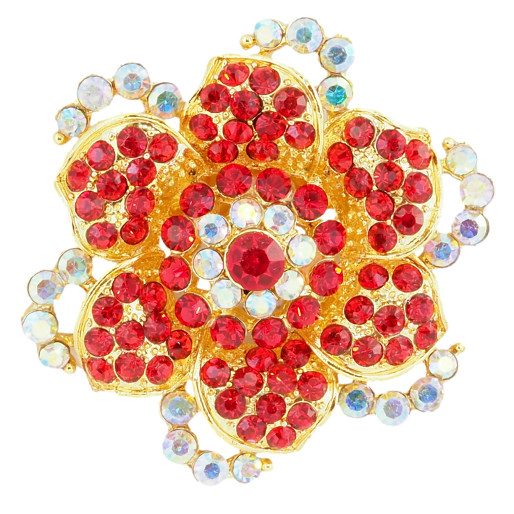 Брошка Квітка з червоними стразами фото №8 Брошка Квітка з червоними стразами фото №8