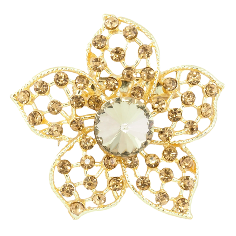 Брошь Цветок с золотистыми стразами РЖАВАЯ ИГЛА! фото №1 Брошь Цветок с золотистыми стразами РЖАВАЯ ИГЛА! фото №1