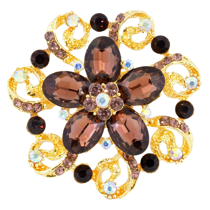 Брошка Квітка з бордовими стразами фото №7 Брошка Квітка з бордовими стразами фото №7