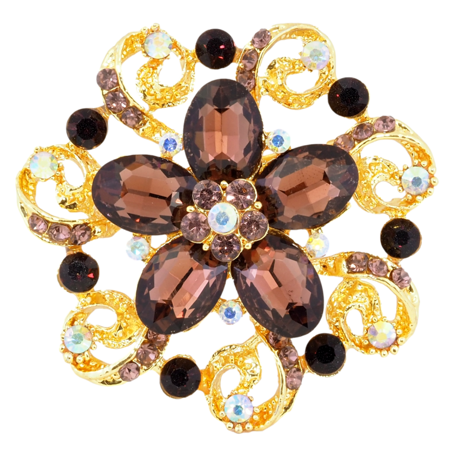 Брошь Цветок с бордовыми стразами фото №1 Брошь Цветок с бордовыми стразами фото №1