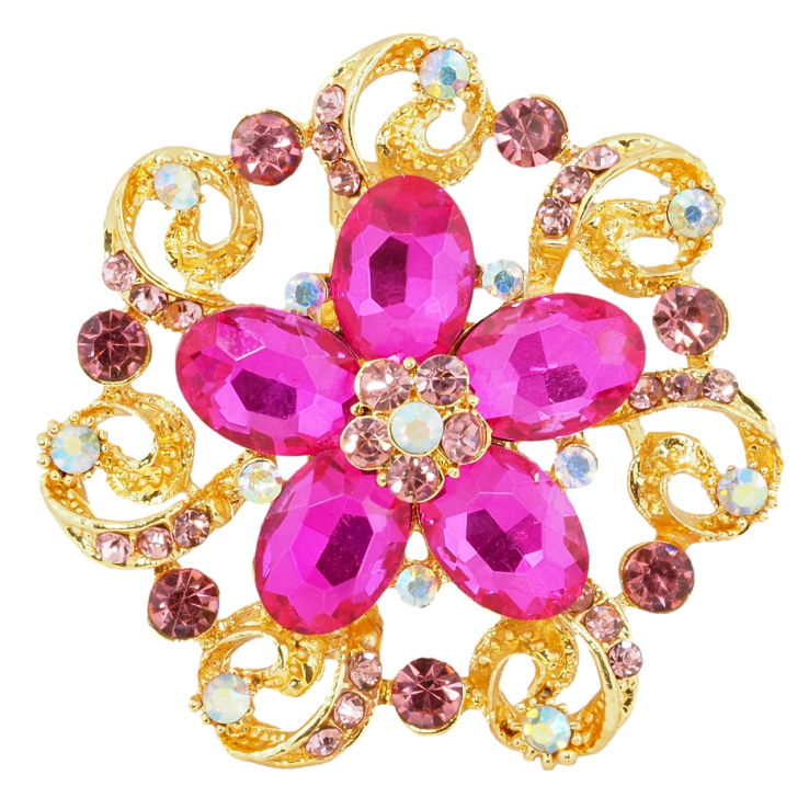 Брошь Цветок с розовыми стразами фото №12 Брошь Цветок с розовыми стразами фото №12