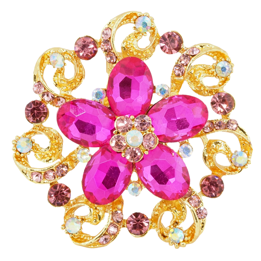 Брошь Цветок с розовыми стразами фото №1 Брошь Цветок с розовыми стразами фото №1