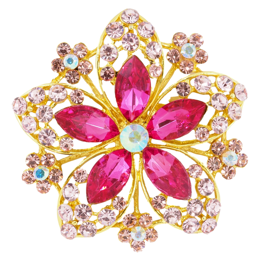 Брошка Квітка з рожевими стразами фото №1 Брошка Квітка з рожевими стразами фото №1