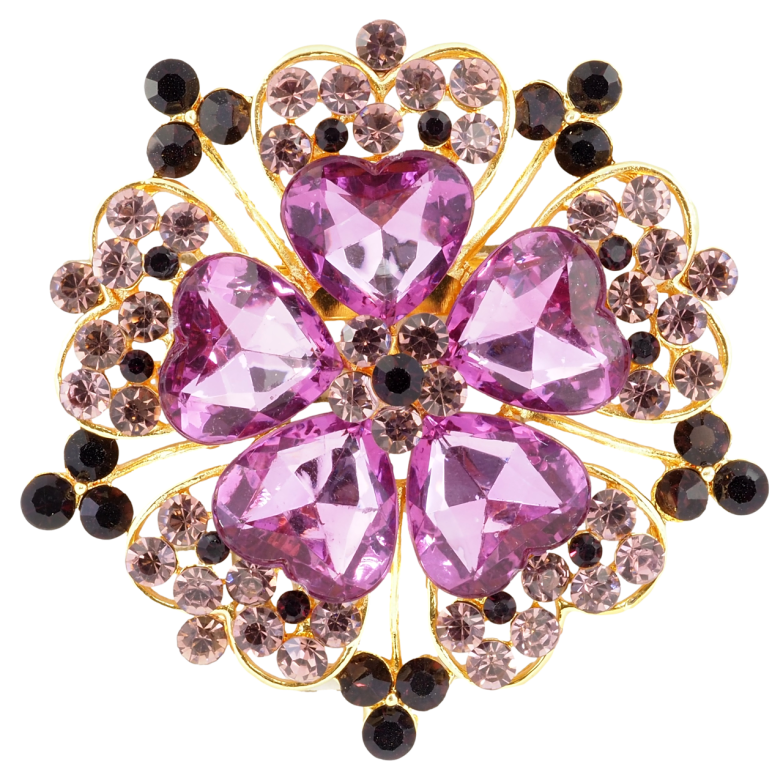 Брошь Цветок с бордовыми стразами фото №1 Брошь Цветок с бордовыми стразами фото №1