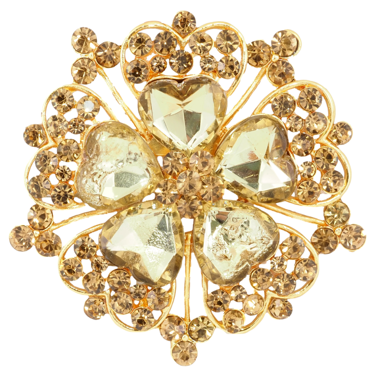 Брошка Квітка з золотистими стразами фото №17 Брошка Квітка з золотистими стразами фото №17