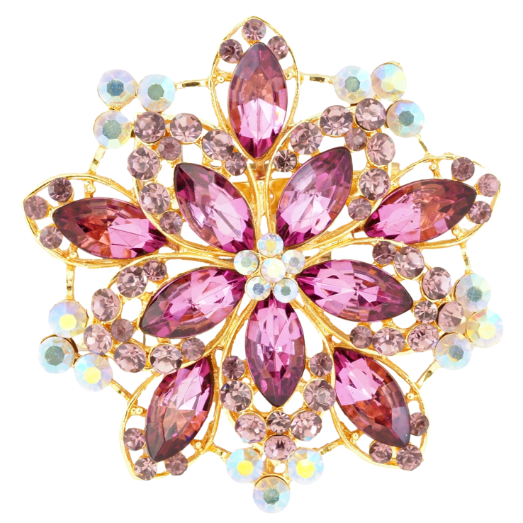 Брошка Квітка з бордовими стразами фото №18 Брошка Квітка з бордовими стразами фото №18