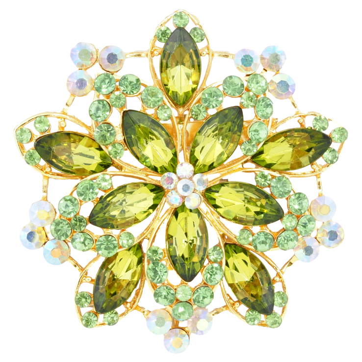 Брошка Квітка з зеленими стразами фото №21 Брошка Квітка з зеленими стразами фото №21