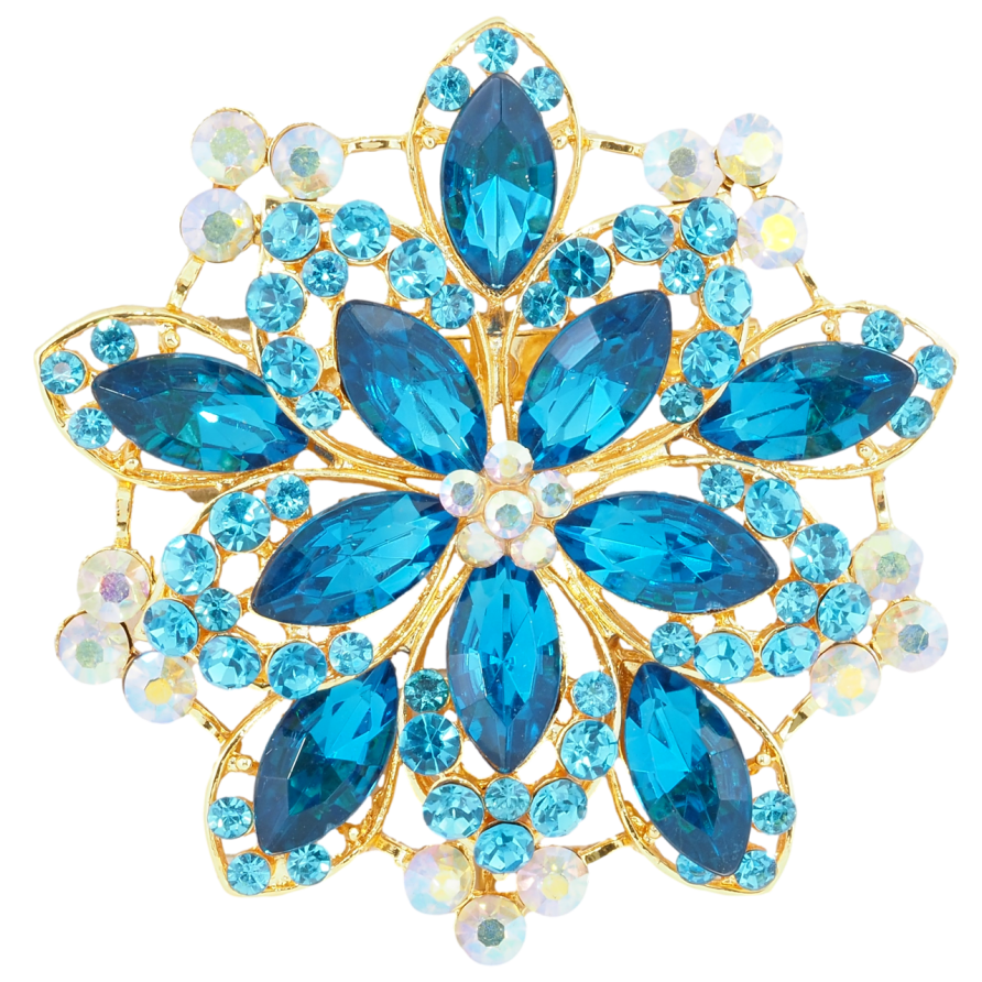 Брошка Квітка з бірюзовими стразами фото №1 Брошка Квітка з бірюзовими стразами фото №1