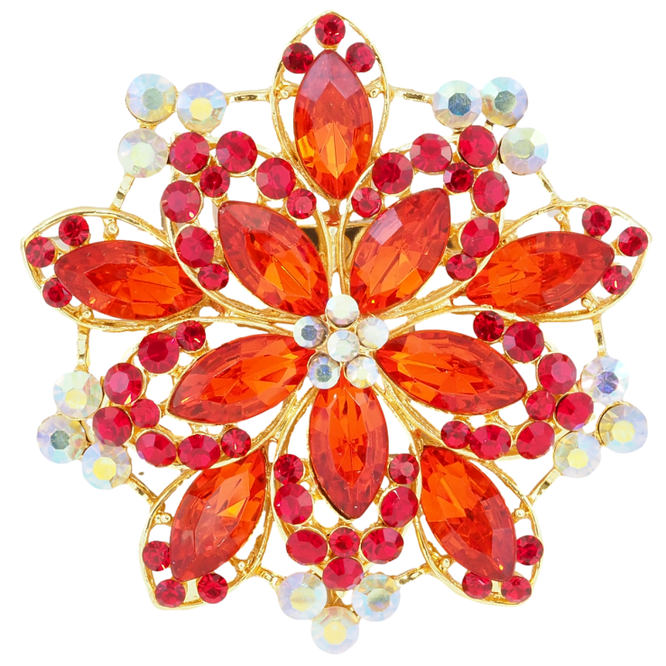 Брошка Квітка з червоними стразами фото №7 Брошка Квітка з червоними стразами фото №7
