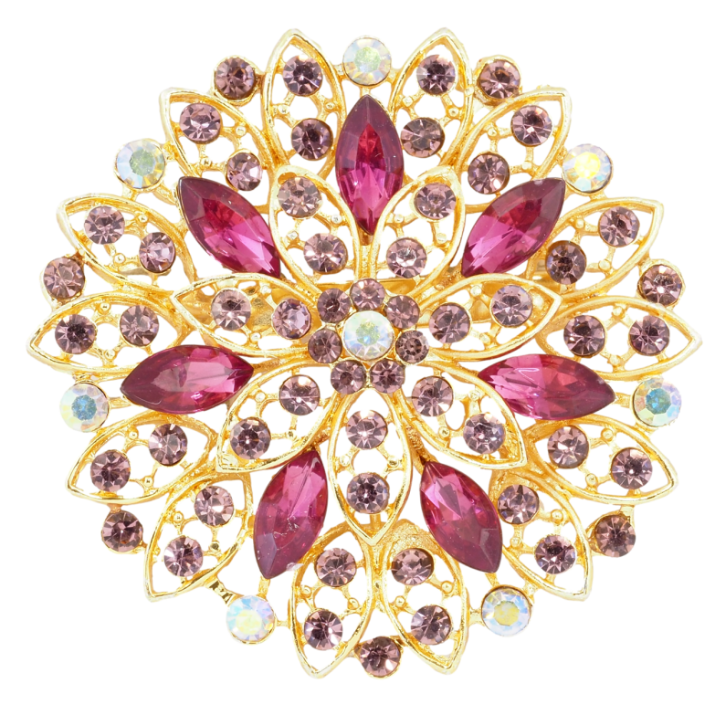Брошь Цветок с бордовыми стразами фото №1 Брошь Цветок с бордовыми стразами фото №1