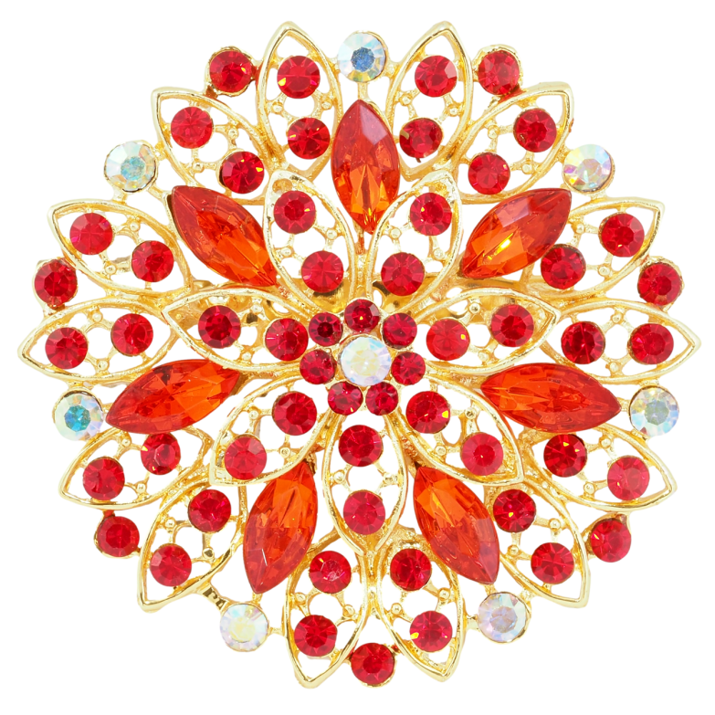 Брошь Цветок с красными стразами фото №1 Брошь Цветок с красными стразами фото №1