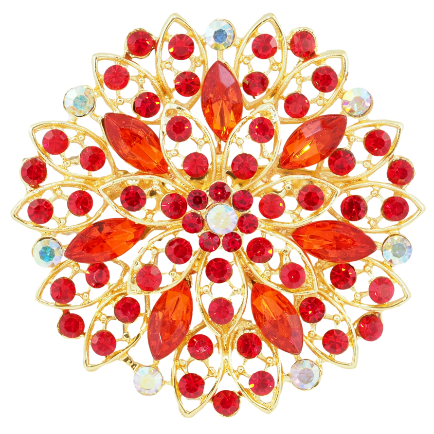 Брошка Квітка з червоними стразами фото №1 Брошка Квітка з червоними стразами фото №1