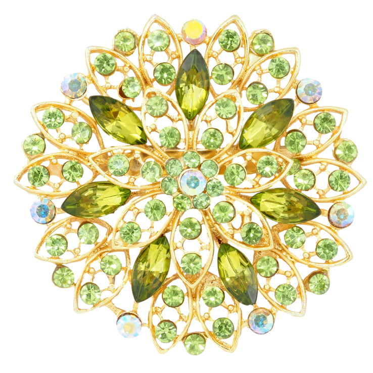 Брошка Квітка з зеленими стразами фото №12 Брошка Квітка з зеленими стразами фото №12