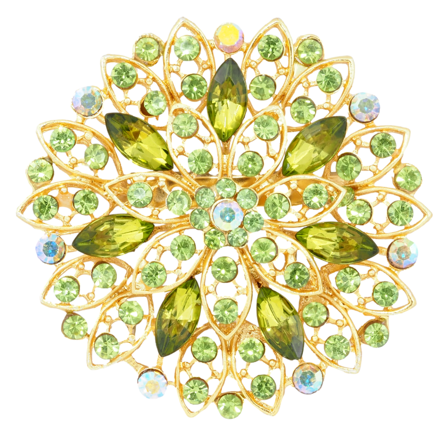 Брошь Цветок с зелеными стразами фото №1 Брошь Цветок с зелеными стразами фото №1