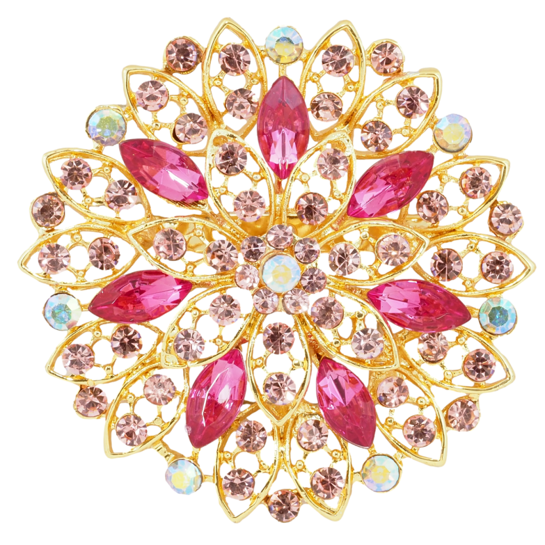 Брошка Квітка з рожевими стразами фото №1 Брошка Квітка з рожевими стразами фото №1