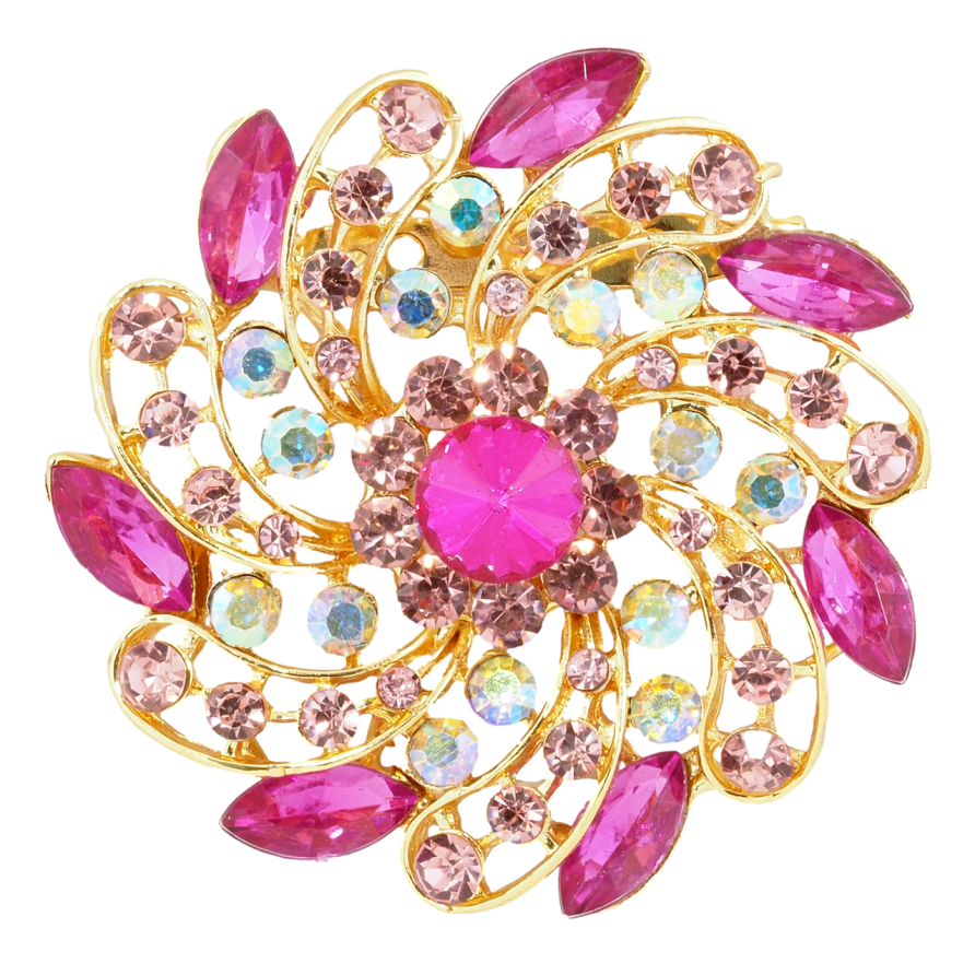 Брошка Квітка з рожевими стразами фото №1 Брошка Квітка з рожевими стразами фото №1