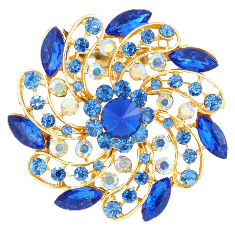 Брошь Цветок с синими стразами фото №2 Брошь Цветок с синими стразами фото №2