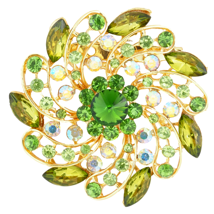 Брошка Квітка з зеленими стразами фото №13 Брошка Квітка з зеленими стразами фото №13