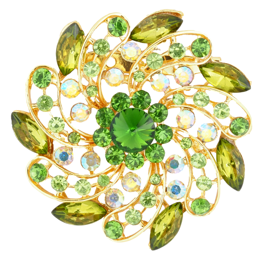 Брошь Цветок с зелеными стразами фото №1 Брошь Цветок с зелеными стразами фото №1