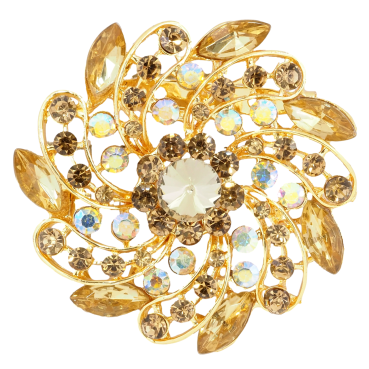 Брошка Квітка з золотистими стразами фото №23 Брошка Квітка з золотистими стразами фото №23