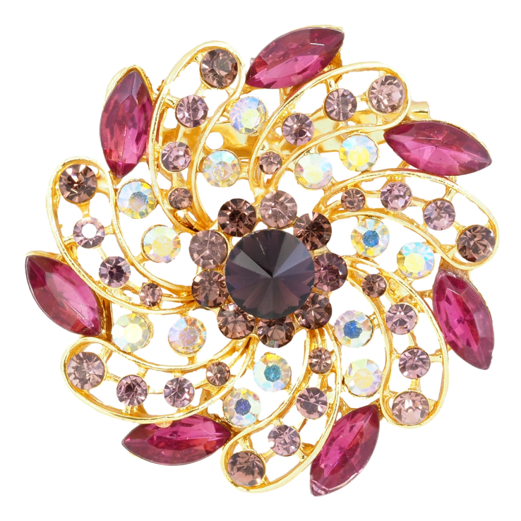 Брошка Квітка з бордовими стразами фото №4 Брошка Квітка з бордовими стразами фото №4