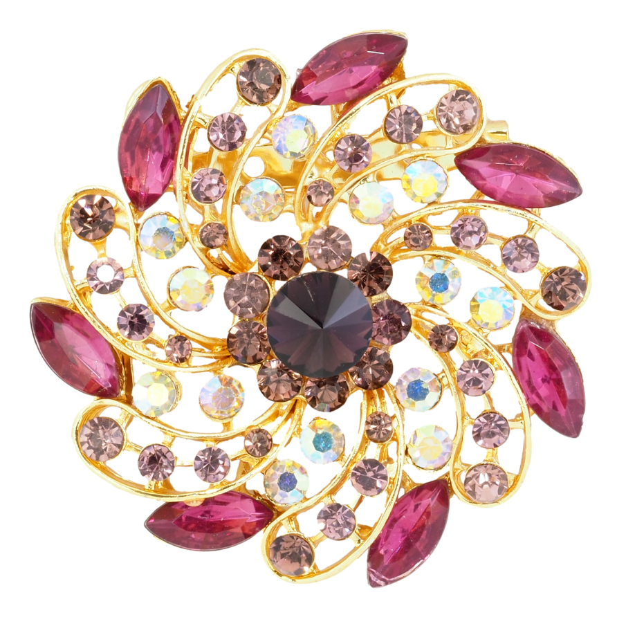 Брошь Цветок с бордовыми стразами фото №1 Брошь Цветок с бордовыми стразами фото №1