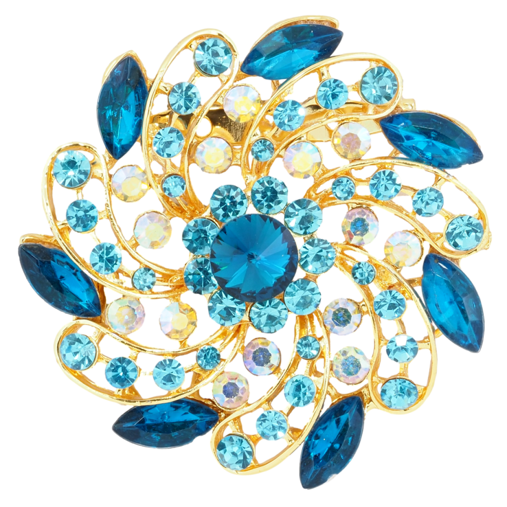 Брошка Квітка з бірюзовими стразами фото №24 Брошка Квітка з бірюзовими стразами фото №24