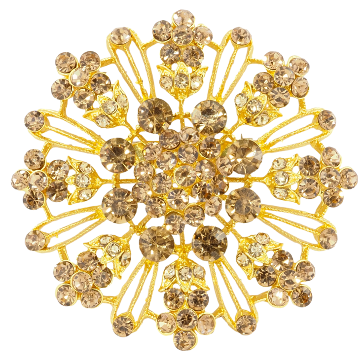 Брошка Квітка з золотистими стразами фото №24 Брошка Квітка з золотистими стразами фото №24