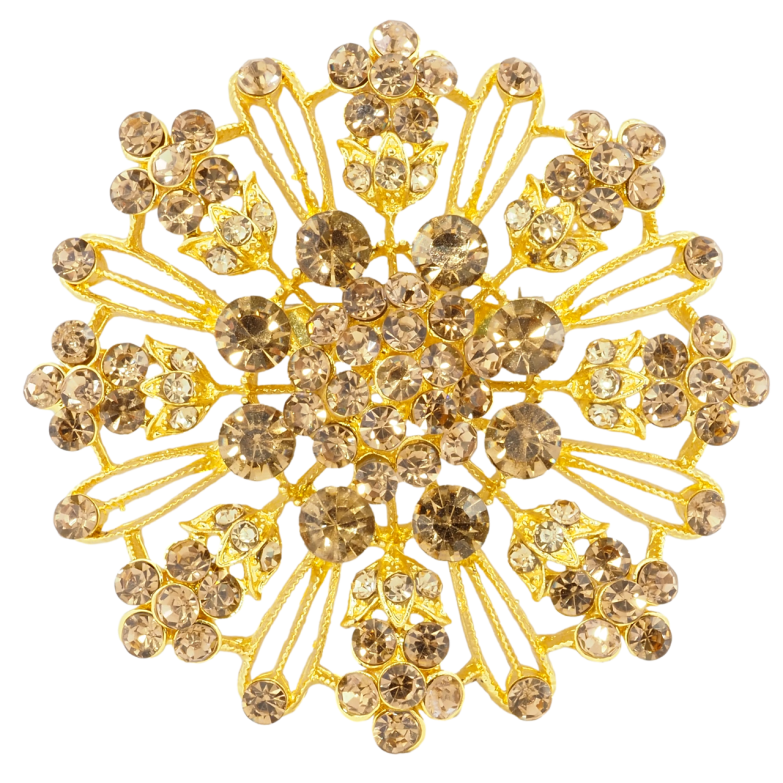 Брошь Цветок с золотистыми стразами фото №1 Брошь Цветок с золотистыми стразами фото №1