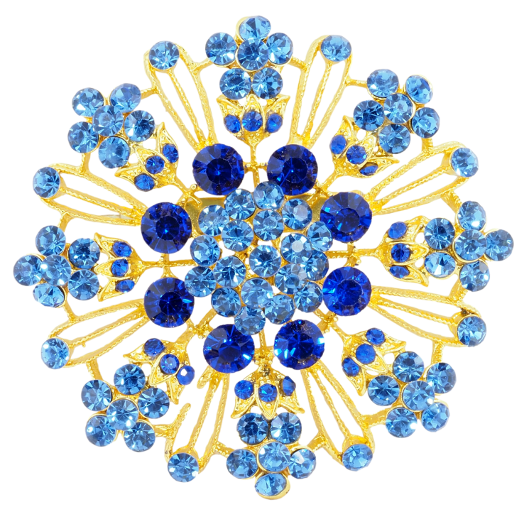 Брошь Цветок с синими стразами фото №3 Брошь Цветок с синими стразами фото №3