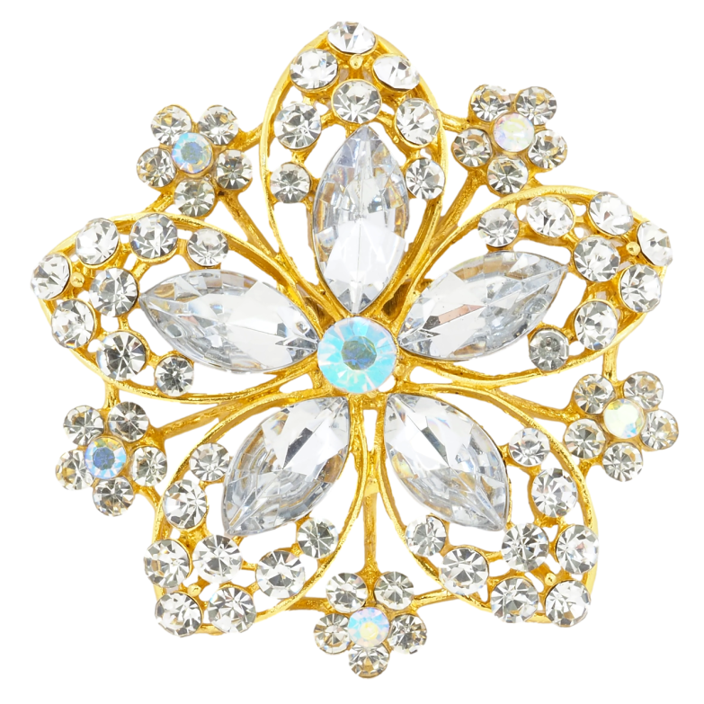 Брошь Цветок со стразами фото №2