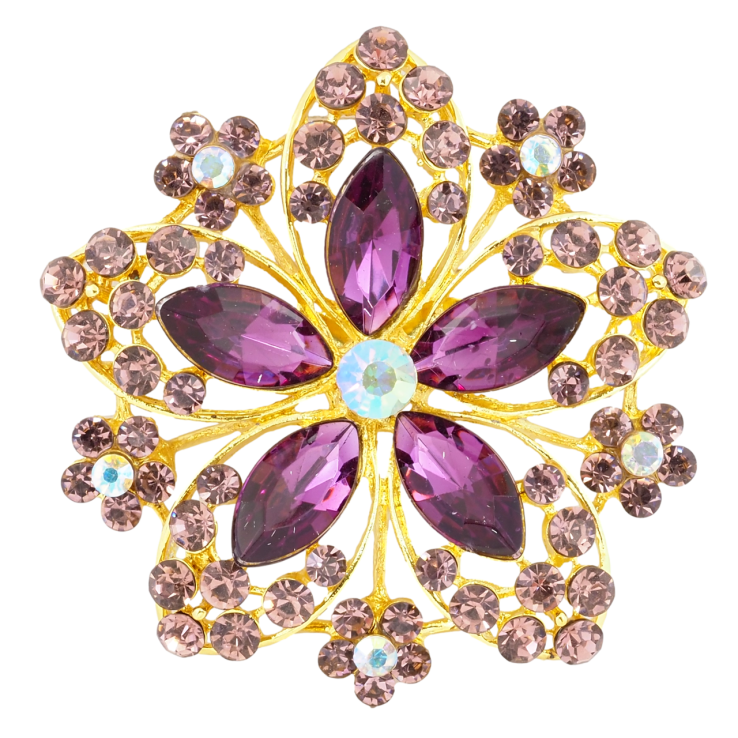 Брошка Квітка з бордовими стразами фото №6 Брошка Квітка з бордовими стразами фото №6