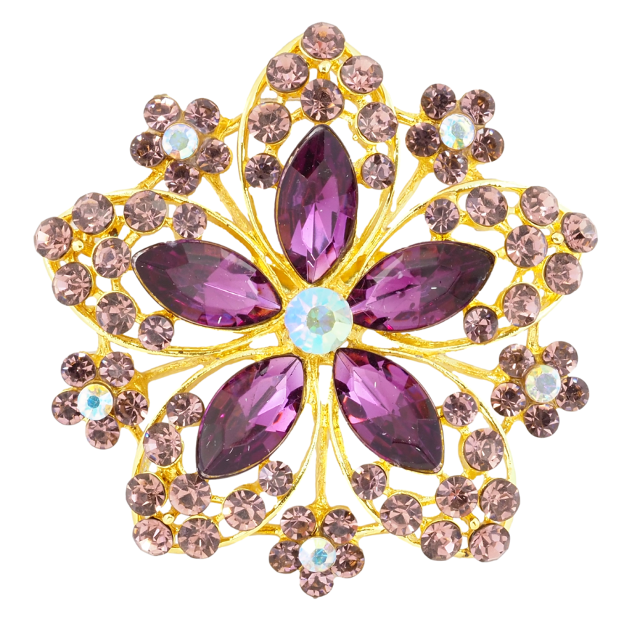 Брошка Квітка з бордовими стразами фото №1 Брошка Квітка з бордовими стразами фото №1